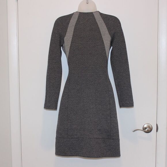 Theory  Chayenne Two-Tone Front-Zip Long Sleeve Mini dress Women 4 - Picture 9 of 14